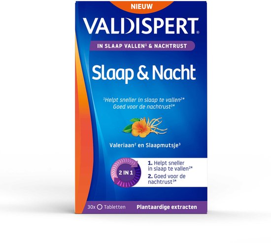 Valdispert Slaap & Nacht - Valeriaanwortel helpt om sneller in slaap te vallen* en Slaapmutsje helpt om lekker te slapen* - 30 tabletten