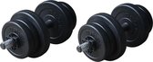 RS Sports Dumbellset – Halterset kunststof – Totaal 20 kg – 2 stuks – zwart