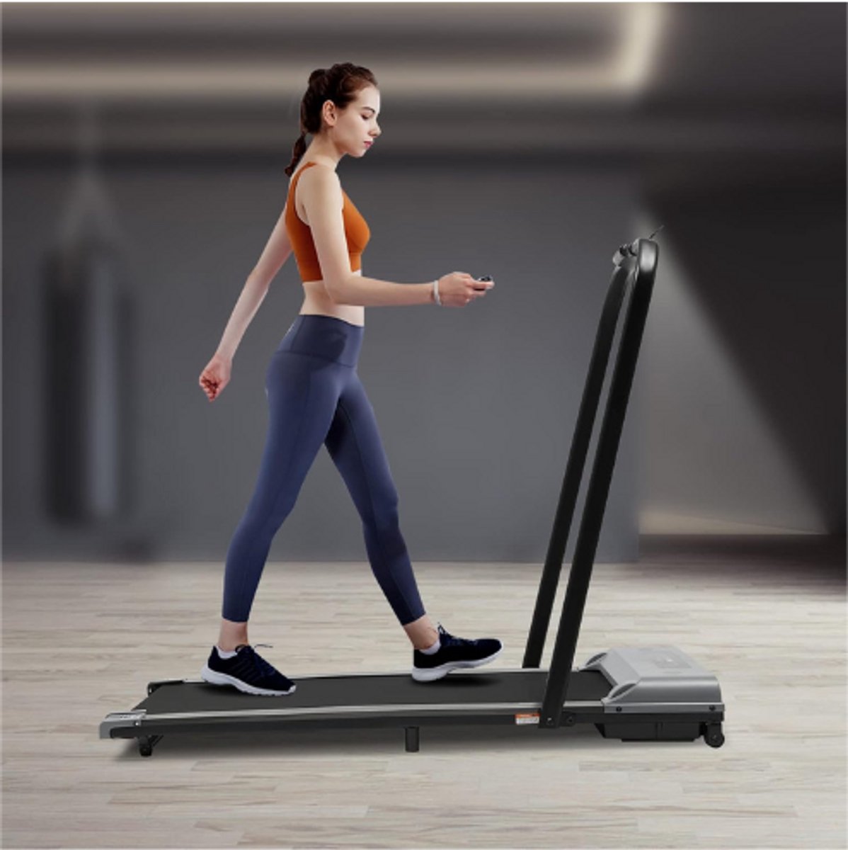 Opvouwbare Loopband voor Thuis, Elektrische Loopband 1-6 km/u, met Afstandsbediening en LED-Display, Compact Wandelpad voor Thuis en op Kantoor, Grijs