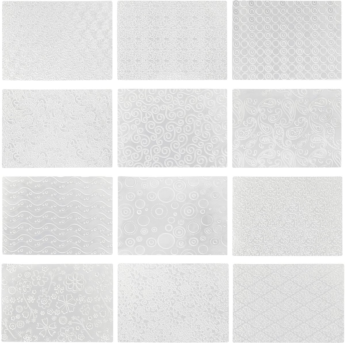 Unyqoos ® Fondant Decoratie en Embossing Matten Set voor Taartontwerp en Bakprojecten (12 Stuks)