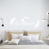 Sticker Muursticker Welterusten Feather And Stars - Oranje - 80 x 32 cm - Chambre Textes Néerlandais - Sticker mural