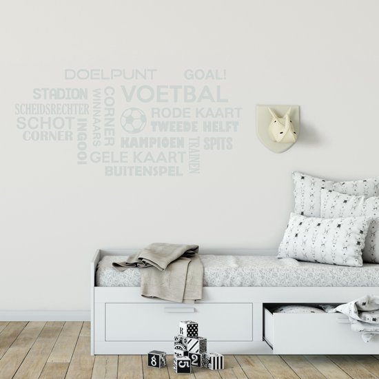Muursticker Voetbal Words Cloud - Jaune - 120 x 56 cm - Textes néerlandais pour chambre de bébé et enfant - Sticker mural