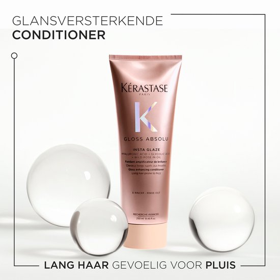 Kérastase Gloss Absolu Anti-Frizz Duo + Cadeau - Shampoo 250ml & Conditioner 250ml + Shampoo 80ml cadeau - Voor Lang Haar Gevoelig voor Pluis - Met Hyaluronzuur