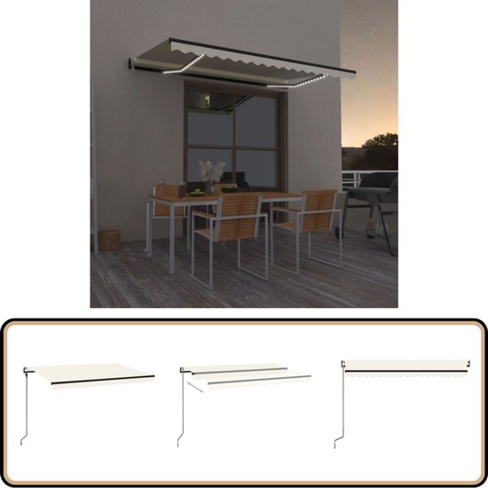 Store banne automatique vidaXL 450 x 300 cm avec écran LED pliable - Store extérieur - Parasol - Protection solaire - Véranda