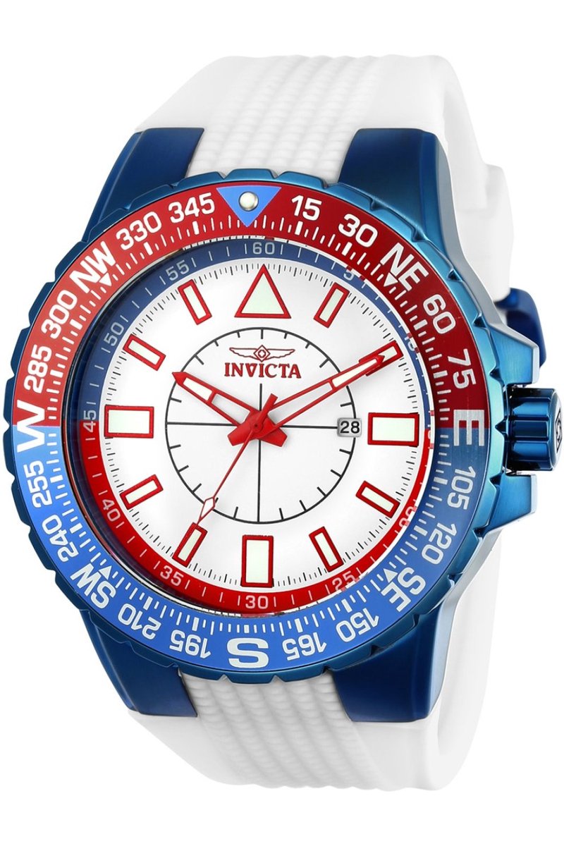 Invicta Aviator 23997 Heren Horloge - Waterdicht - Analoog - Quartz Uurwerk - Roestvrij Staal met witte Wijzerplaat - 52mm
