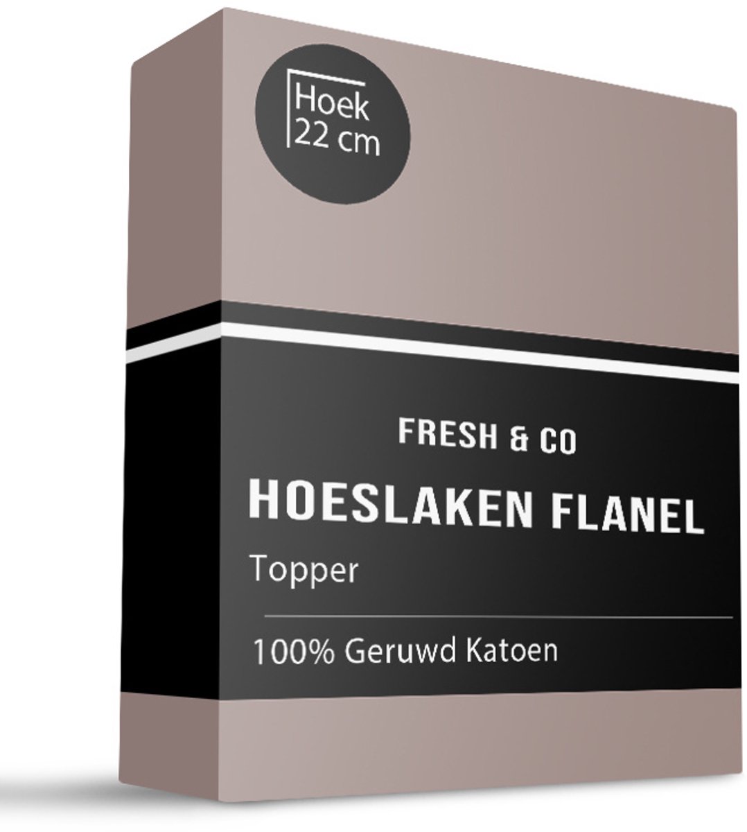 Dekbed-Discounter - Fresh and Co Topper Hoeslaken 180 x 200 cm - Verkoelend Katoen Flanel - Geschikt voor toppers tot 15 cm hoog - Wasbaar op 30 graden - Strijkvrij - Taupe