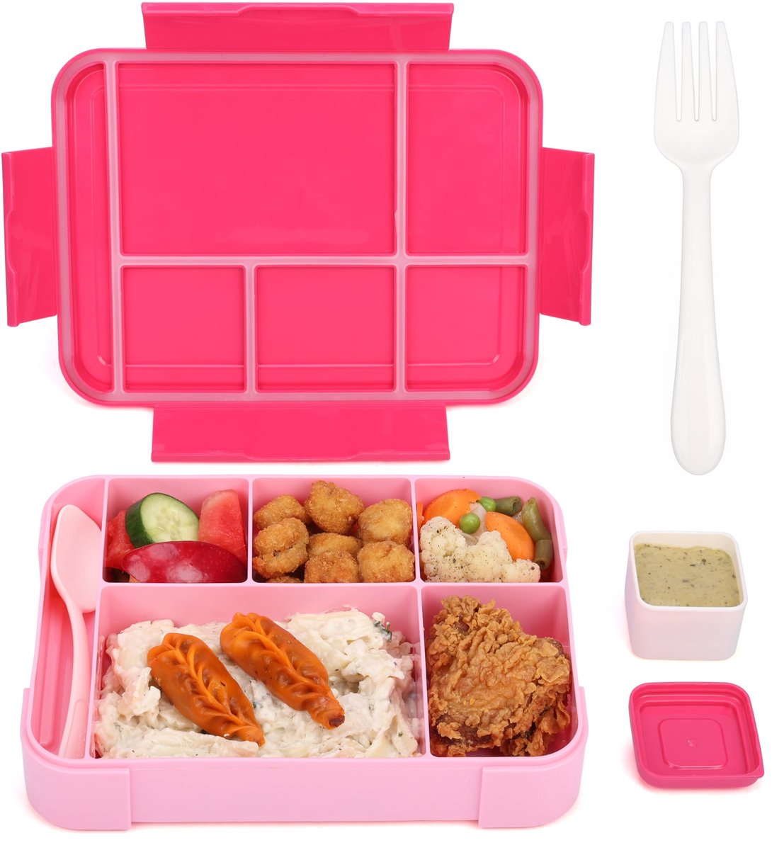 Unyqoos ® Roze Multifunctionele Lunchbox met 6 Vakken voor School en Werk