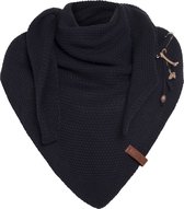 Knit Factory Coco Châle Tricoté - Foulard Triangle - Foulard femme pour l’automne et l’hiver - Écharpe Femme - Châle Femme - 100% Fabriqué en Europe - Navy - 190x85 cm