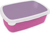 Broodtrommel Roze - Lunchbox - Brooddoos - Interieur - Paars - Kleuren - Paarse - Kleur - Effen - 18x12x6 cm - Kinderen - Meisje