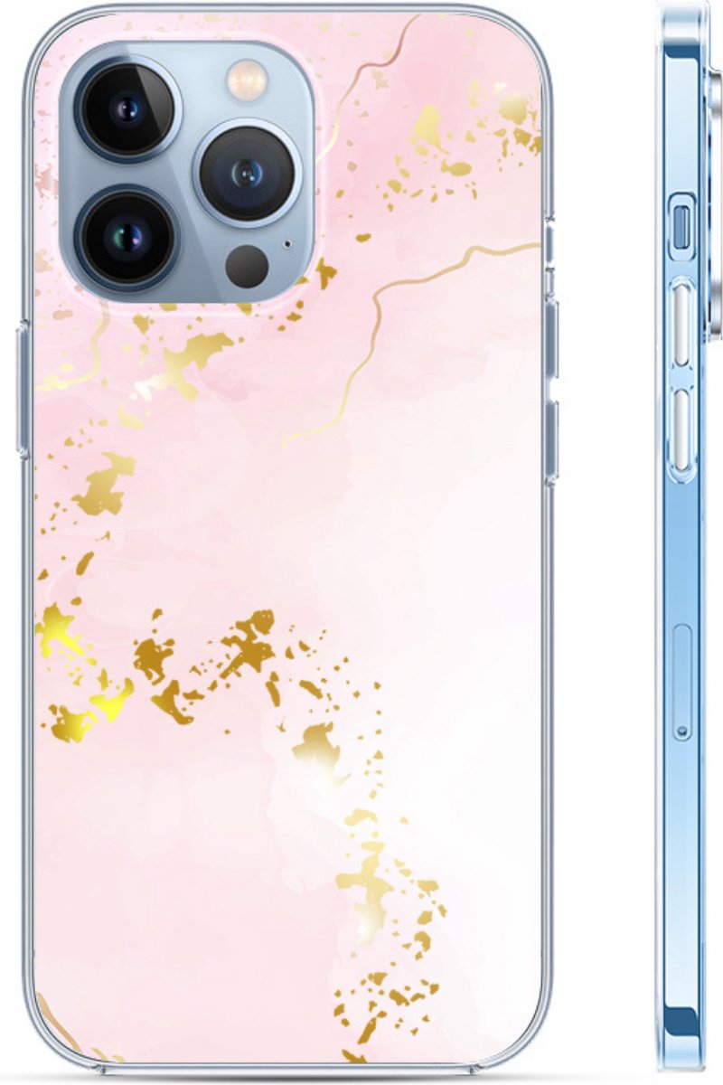 Hoozey - Hoesje geschikt voor Apple iPhone 15 Pro Max - Watercolor print - Licht Roze
