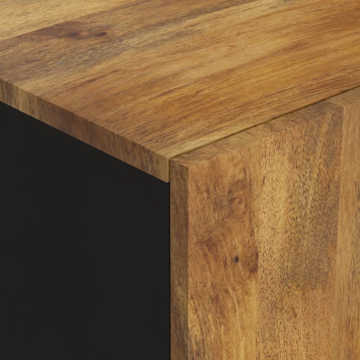 Buffet Bas Noir 102x33x75 Cm - Bois D'ingénierie - Portes Affleurantes - Rangement Pratique Pour Salon Ou Salle à Manger - 5
