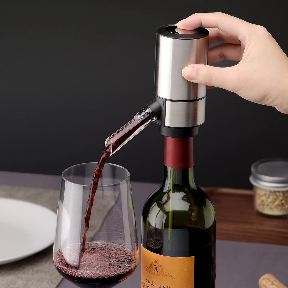 Aérateur de vin électrique, distributeur de vin, aération et carafe verseur  de vin, accessoires de vin blanc rouge, vin cadeau noir