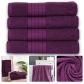 Cheqo® Handdoeken Set - Set van 4 Stuks - Bordeaux - 50 x 100 cm - 100% Katoen - 500 gr/m2 - Handdoek - Hotel Kwaliteit - Handdoek Badkamer - Zware Kwaliteit - Luxe Uitvoering - Extra Zacht & Stevig - Handdoekenset - Badhanddoeken