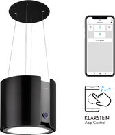 Bol.com Klarstein Skyfall Smart Eilandafzuigkap - Ø45cm - Luchtcirculatie - 402m³/h - LED-Verlichting - RVS - Zwart aanbieding