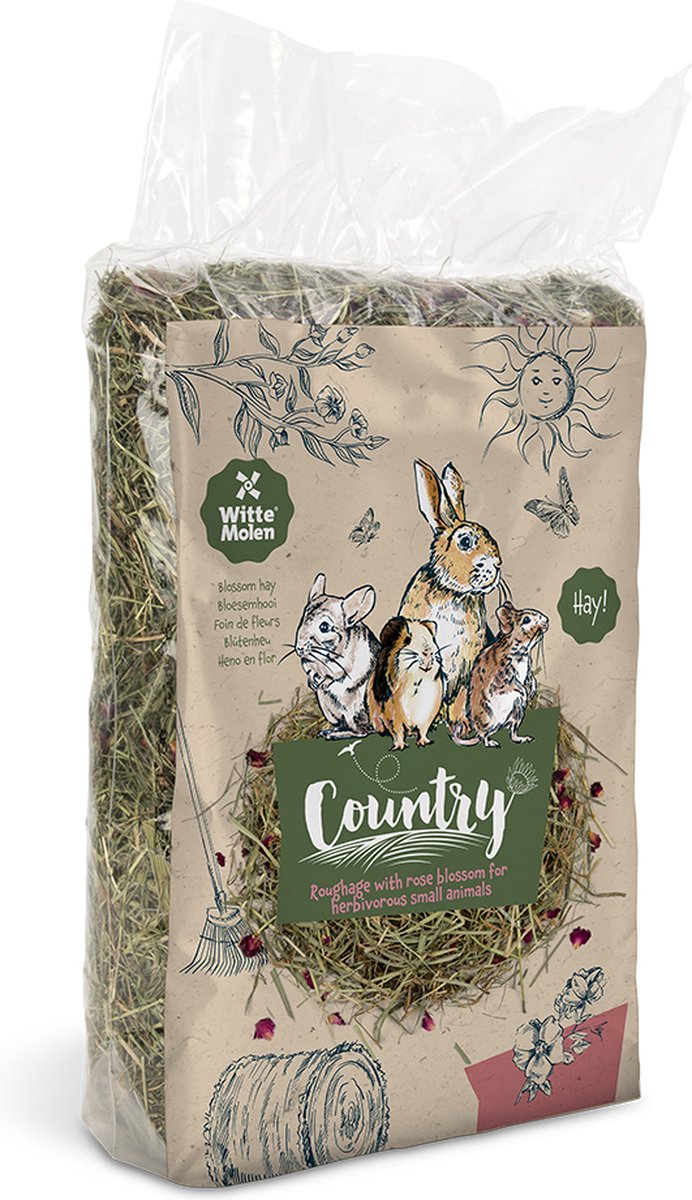 Witte Molen - Knaagdierenvoer - Knaagdier - Country Bloesemhooi Rozenbloesem 500g - 1st