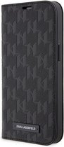 Karl Lagerfeld Saffiano Monogram Book Case - Apple iPhone 14 Plus (6.7") - Zwart