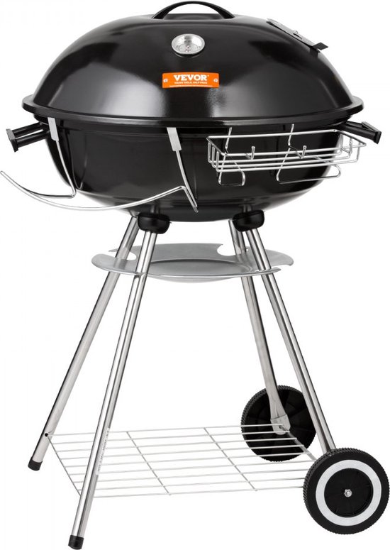 Kettle houtskoolgrill kogelgrill 56 cm draagbaar, barbecue kogelgrill met deksel, heerlijke BBQ, picknickgrill met groot grilloppervlak, houtskool, zwart, 63 x 82 x 88 cm houtskool ronde grill reizen — afbeelding 2