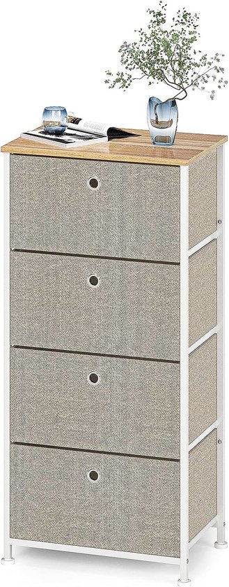 Commode met 4 laden, stoffen ladekast, smalle kast, commode slaapkamer, industriële
