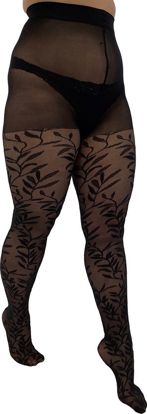 Leaf Pattern Sheer Curvy Tights