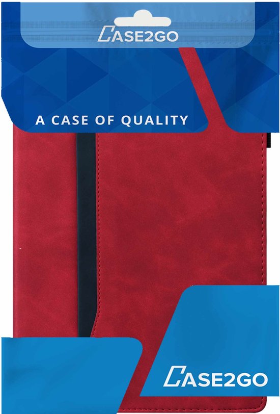 Case2go - Étui pour Lenovo Tab P12 Pro - Business Wallet Book Case - Avec porte-carte - Rouge