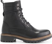 Travelin' Kvosted Dames - Leren hoge veterschoenen - Zwart leer - Maat 40