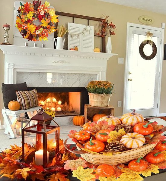 Lot De 6 Bouquets Décoratifs Automne - Feuilles D'érable, Citrouilles, Tournesols, Pommes De Pin - Pour Thanksgiving Et Décoration Saisonnière