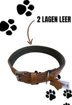 Lavida Home Honden Halsband-Bruin-Leer- Hoge Kwaliteit- Echt Leer Halsband-3cmx(47-63)cm