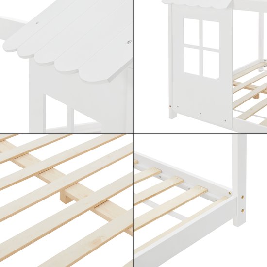 Lit enfant Tostedt lit maison pin blanc 140x200 cm