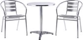 MYLIA Tuinset tafel en stoelen van aluminium - kleine ronde tafel en twee stoelen - MONTMARTRE L 60 cm x H 72 cm x D 60 cm