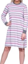 Norman badstof dames nachthemd lange mouw - Waves - 46 - Roze