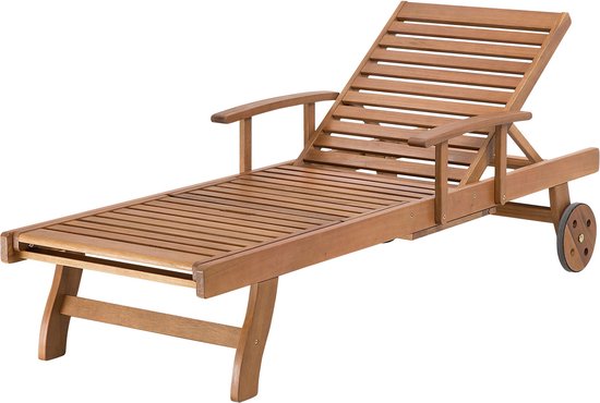 Beliani JAVA - Chaise longue - Couleur bois clair - Bois d'acacia