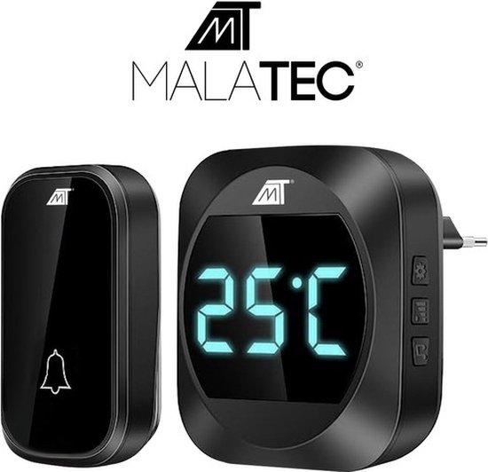 Malatec Draadloze Deurbel - IP44 Waterdicht, Zwart - Veelzijdig en Gebruiksvriendelijk — afbeelding 4