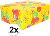 2x Inpakpapier/cadeaupapier met ballonnen 200 x 70 cm op rollen - Kadopapier/geschenkpapier