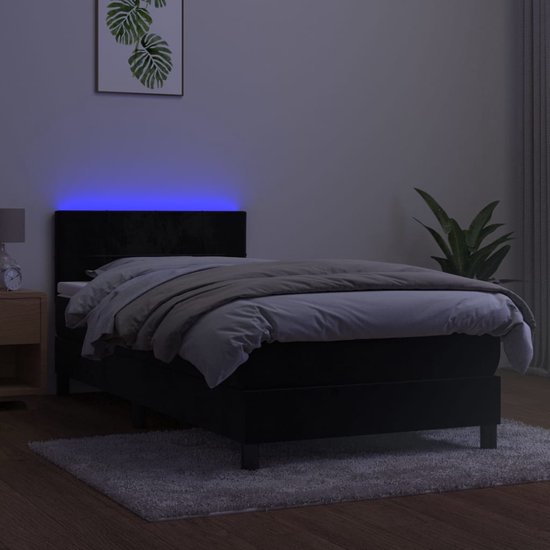 vidaXL-Boxspring-met-matras-en-LED-fluweel-zwart-100x200-cm
