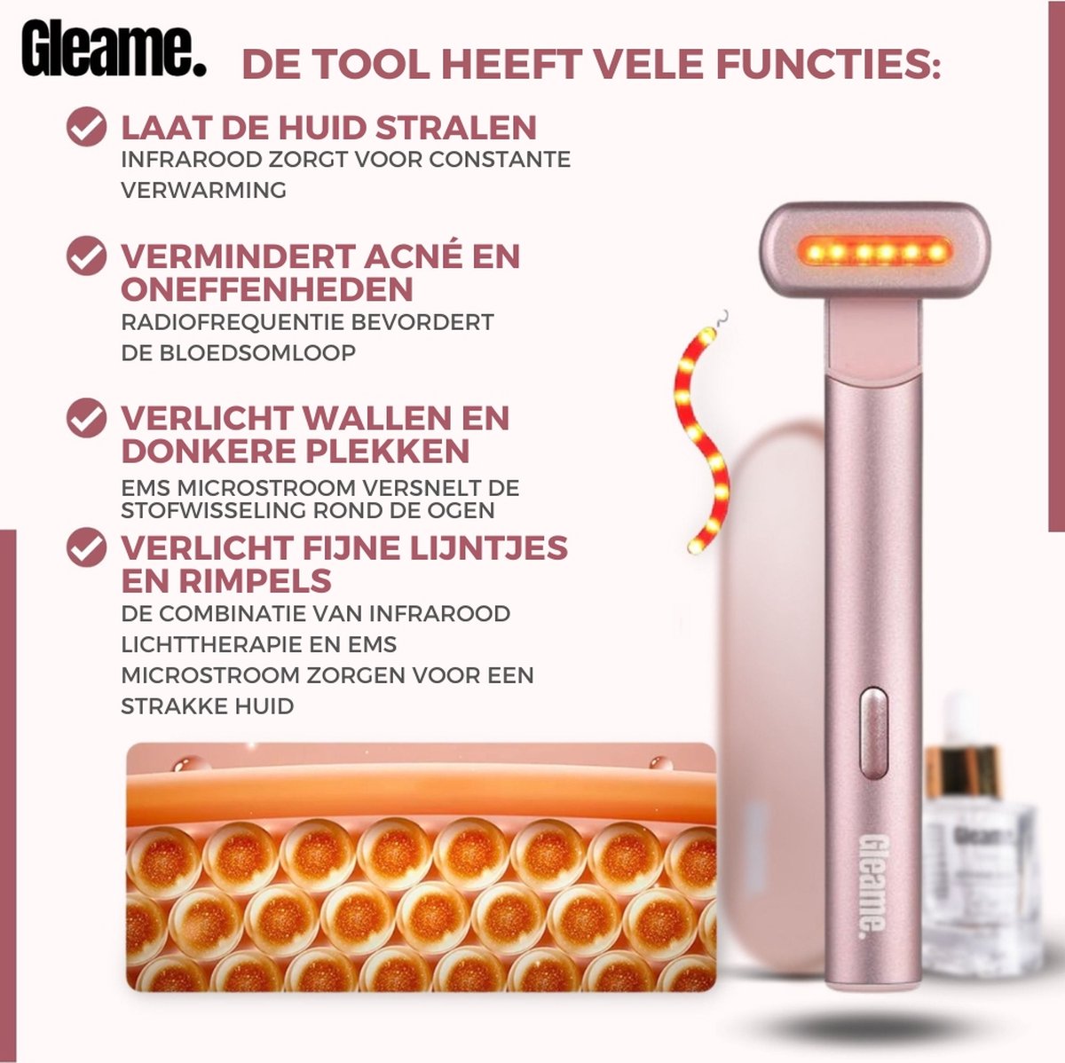 Gleame. Skincare set | Huidverbeteraar, serum en travel case ...