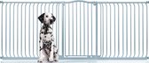 Bettacare Extra Hoge Hondenhekje met Gebogen Bovenkant, 234cm - 243cm, Mat Grijs, Extra Hoog 100cm in Hoogte, Drukfit Hekje voor Hond en Puppy, Hekje voor Huisdieren en Honden, Eenvoudige Installatie