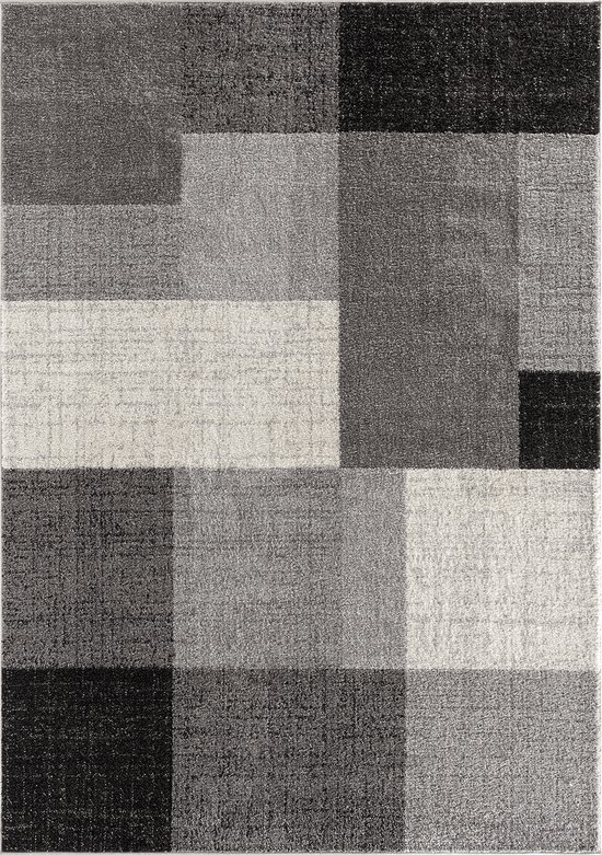 Modern design woon- of slaapkamer tapijt | Geometrische patronen - Tegels - Grijs 240x330 | Binnen - The Carpet PEARL