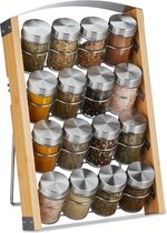 Étagère à épices de comptoir Relaxdays avec 16 pots - support à épices en bambou - organisateur d'épices