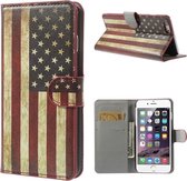 Mesh - Geschikt voor iPhone 6 Plus / 6s Plus Hoesje - Wallet Case Amerikaanse Vlag