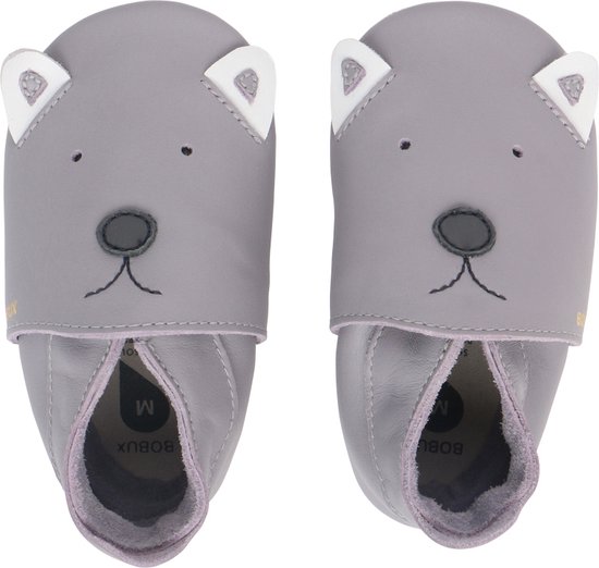 Bobux Baby Booties Soft Soles Gull Grey Woof - Medium