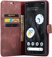 DG Ming Hoesje voor de Google Pixel 8 Pro - Retro Wallet Book Case - Telefoonhoesje Kunstleer met Pasjes - Portemonnee Hoesje met Kaarthouder op achterkant Rood