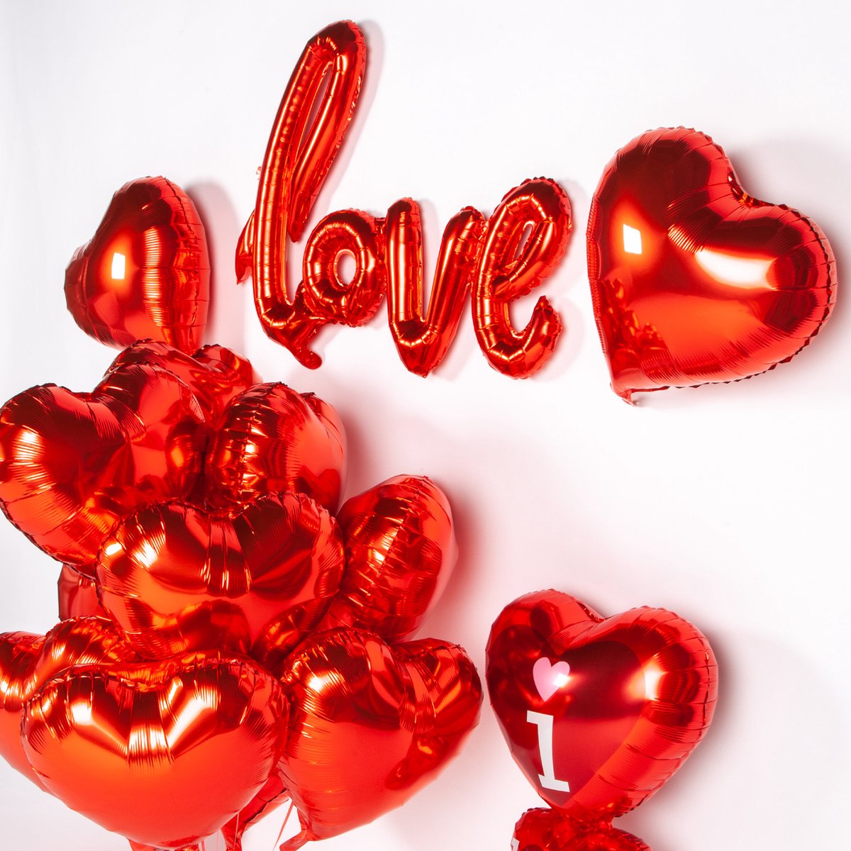 Fissaly 22 Stuks Liefde & Hartjes Decoratie Set met Helium Ballonnen en Lint – I Love you – voor Hem & Haar Valentijn Cadeautje - Rood — afbeelding 4