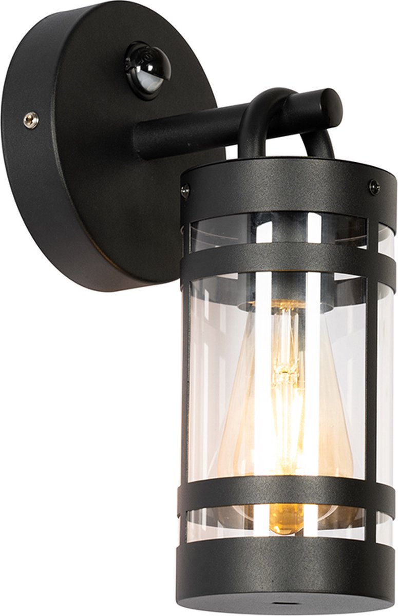 QAZQA ruben - Industriele Wandlamp met Bewegingsmelder | Bewegingssensor | sensor voor buiten - 1 lichts - D 168 mm - Zwart - Industrieel - Buitenverlichting