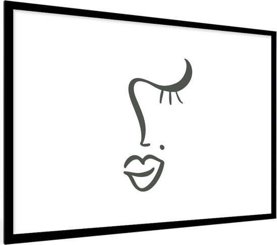 Cadre photo avec poster - Visage - Abstrait - Zwart - Wit - 60x40 cm - Cadre poster
