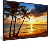 Poster - Foto met lijst - Strand - Palmboom - Zee - Natuur - Poster natuur - Fotolijst - 90x60 cm - Kader - Posterlijst - Poster frame - Wanddecoratie - Woonkamer