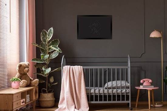 Photo en cadre - Moment d'art en Line pour le baiser sur fond noir Cadre photo noir sans passe-partout 60x40 cm - Affiche sous cadre (Décoration murale salon / chambre)