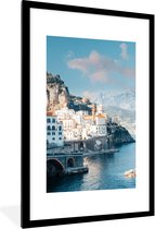 Photo encadrée - Cadre photo Littoral en Italie noir avec passe partout blanc 80x120 80x120 cm - Affiche encadrée (Décoration murale salon / chambre)