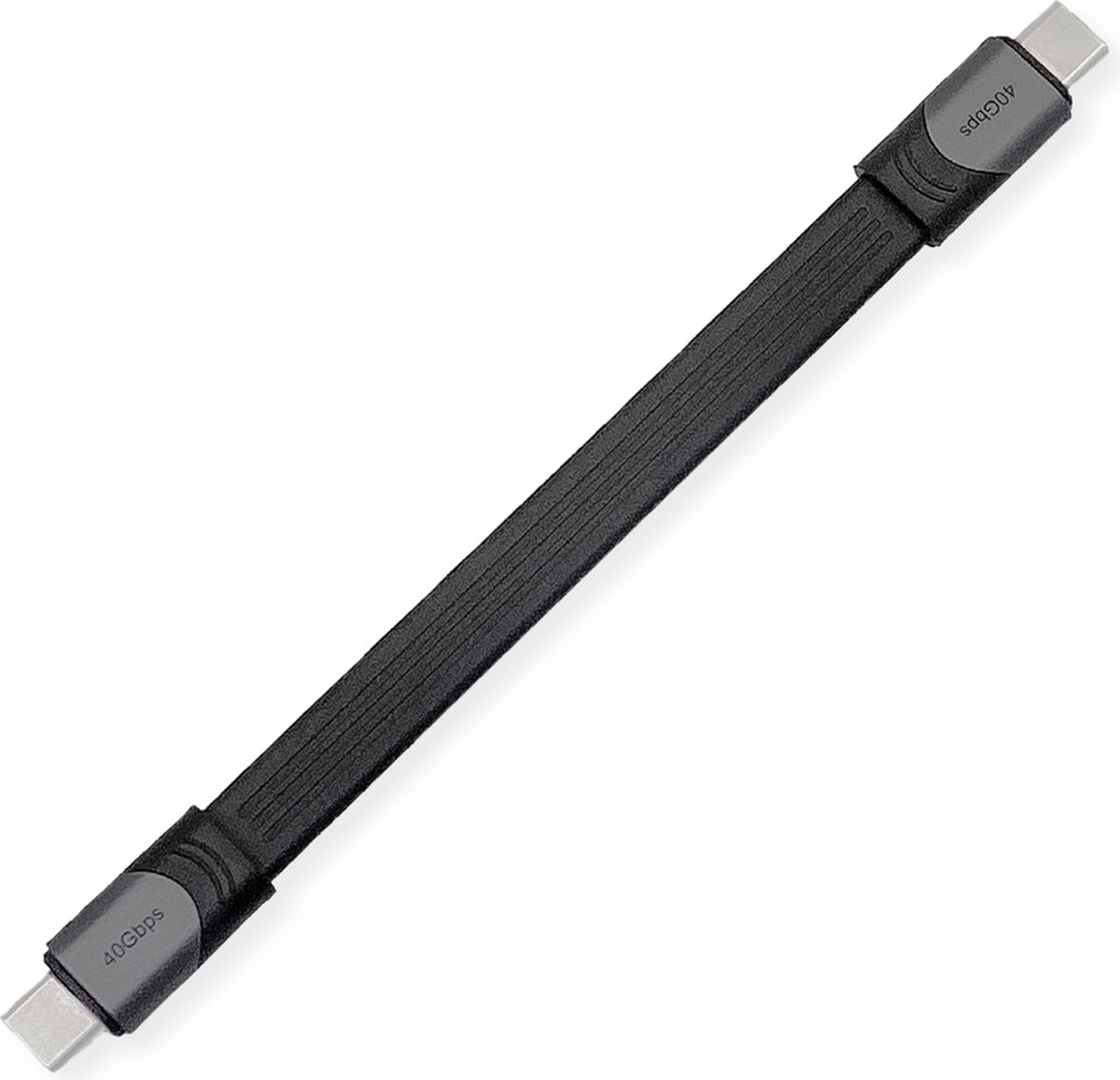 ROLINE USB4 Gen3x2 kabel, C-C, M/M, 8K UHD-2, 40Gbit/s, 100W, extra plat, zwart, 15 cm