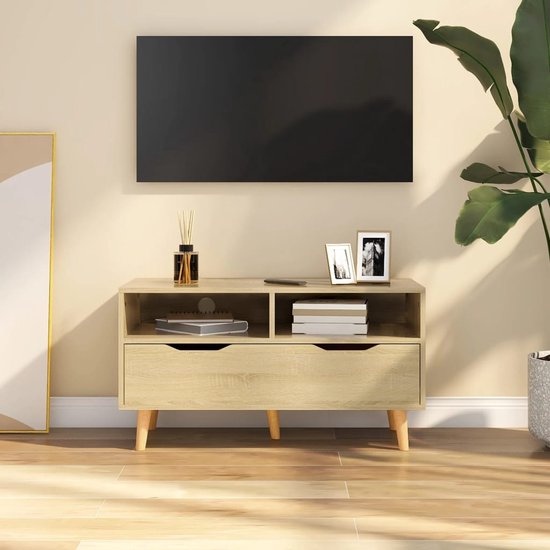 The Living Store TV-meubel - Sonoma eiken - 90 x 40 x 48.5 cm - stevig en praktisch