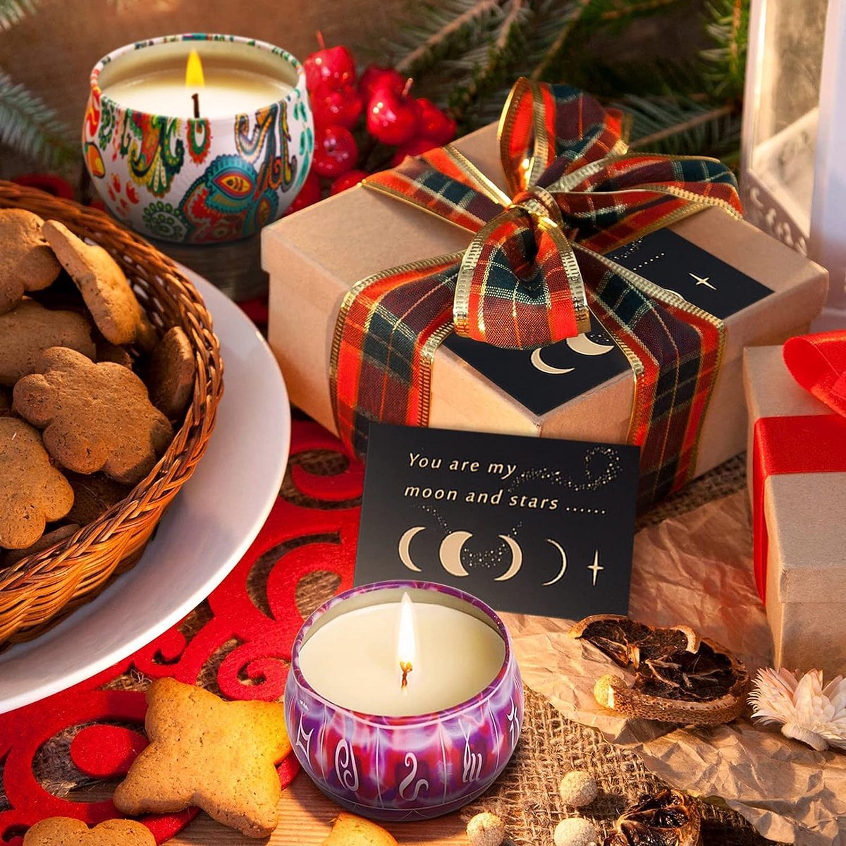 Coffret Femme Bougie Coffret 3 Bougies Parfumées En Verre - Cire De Soja 100%, 100 Heures, Lavande/Vanille/Rose Cadeau Detente Et Relaxation Femme